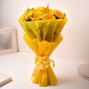 Flower Bouquet of 10 Yellow Gerberas Flowers