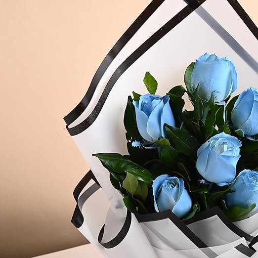 Flower Bouquet of 6 Blue Spray Roses In Premium Paper - Image 2
