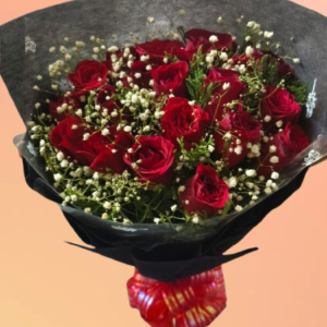 02-Red Rose Bunch-Round Arrangement